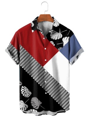 Men's Geometric Leaf Print Shirt 17848242X