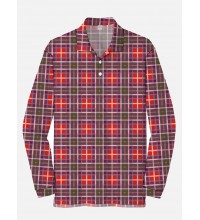 Plaid Series Red Tartan Scottish Men‘s Long Sleeve Polo