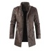 MENS MID-LENGTH CASUAL STAND-COLLAR SLIM LEATHER JACKET