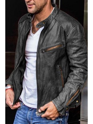 Men's Leather Racer Jacket